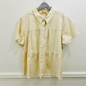 LOGO Lori Goldstein Lightweight Denim Top 2X NWT natural cream